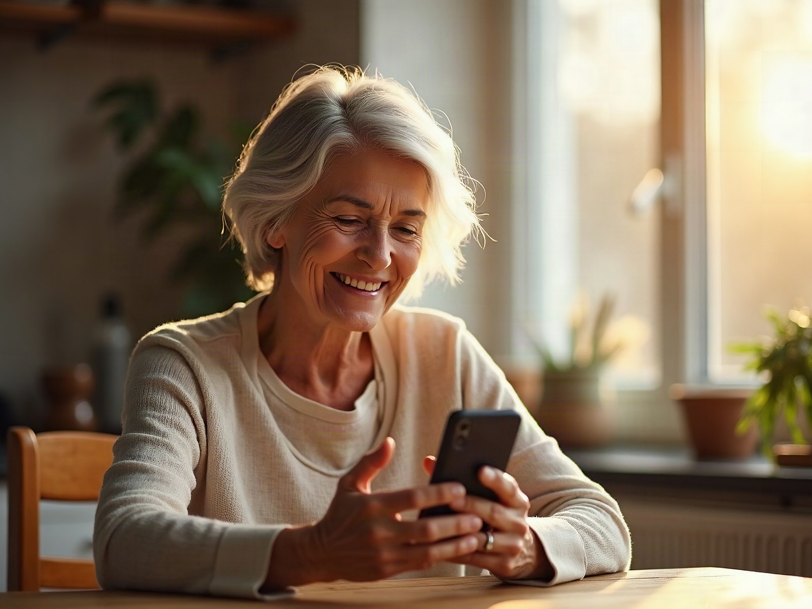 Reading a message from family abroad